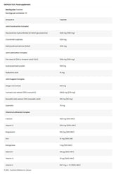 Ingredients list for FA NAPALM Flex food supplement, highlighting joint support and health benefits.